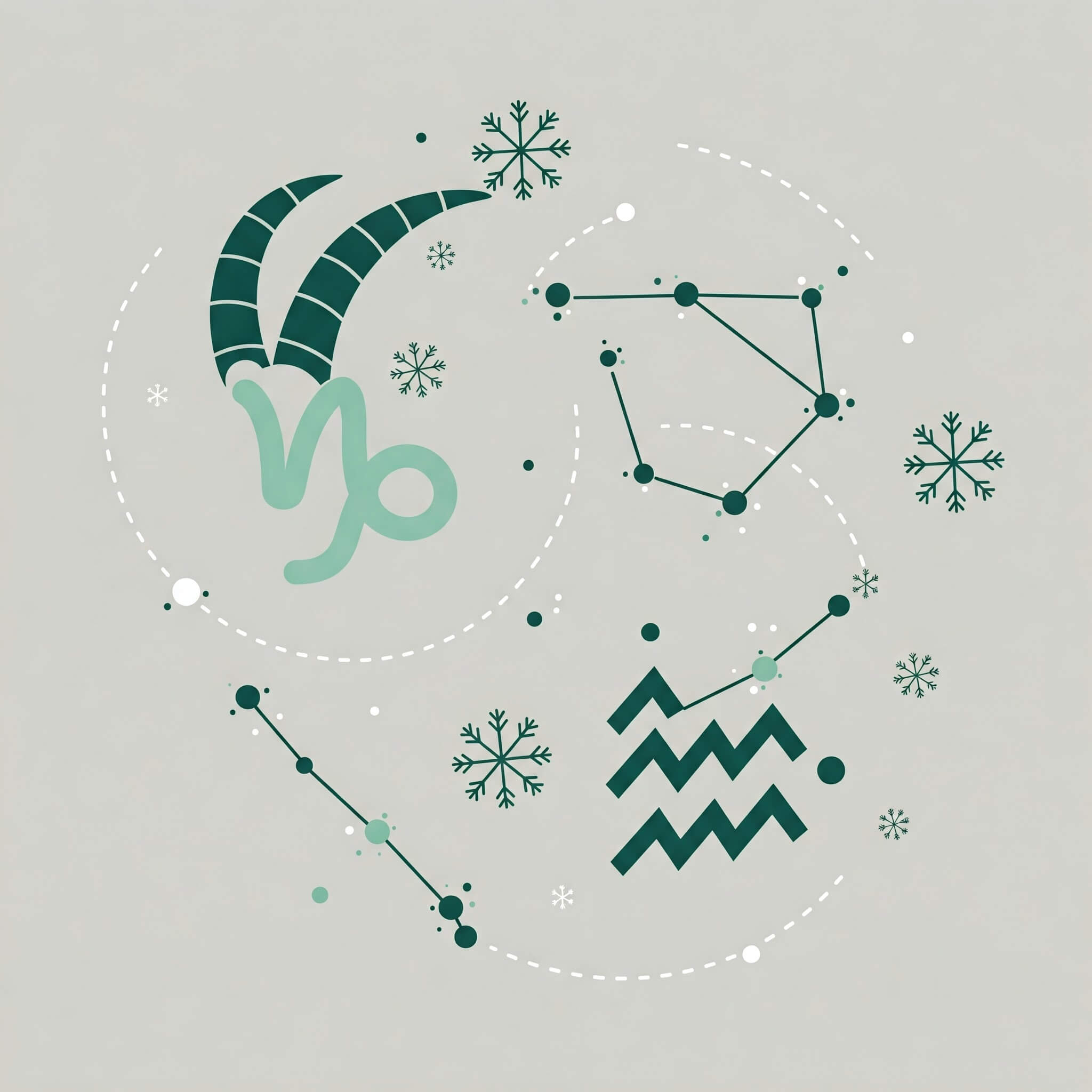 Símbolos zodiacales y constelaciones invernales